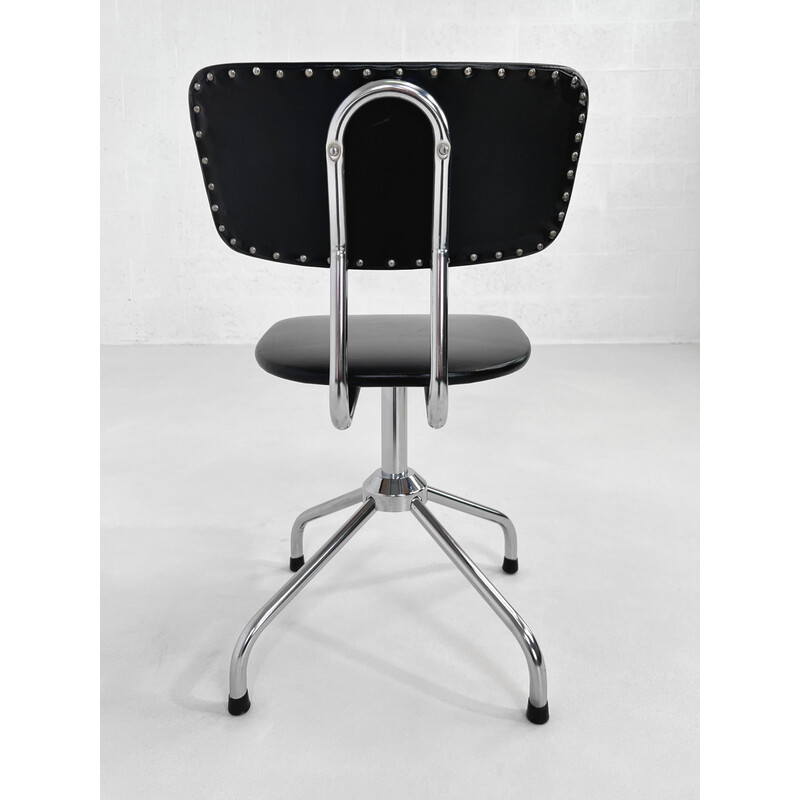 Vintage adjustable office chair in chromed metal, 1950