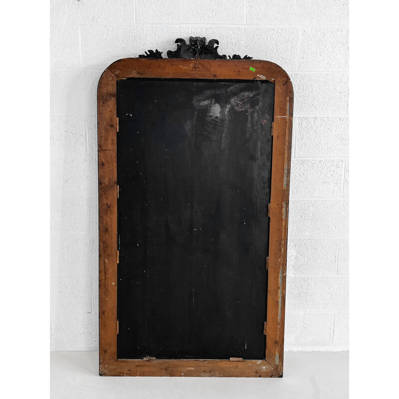 Vintage mirror in blackened wood and silver