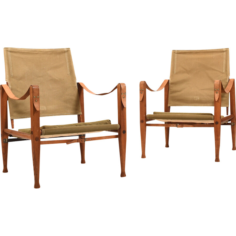 Paire de fauteuils Safari vintage par Kaare Klint pour Rud