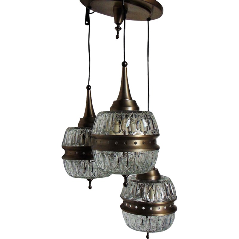 Vintage aluminum and glass Cascade chandelier