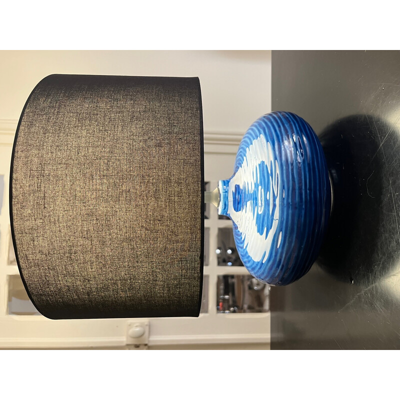 Vintage blauwe keramische lamp, Italië 1980