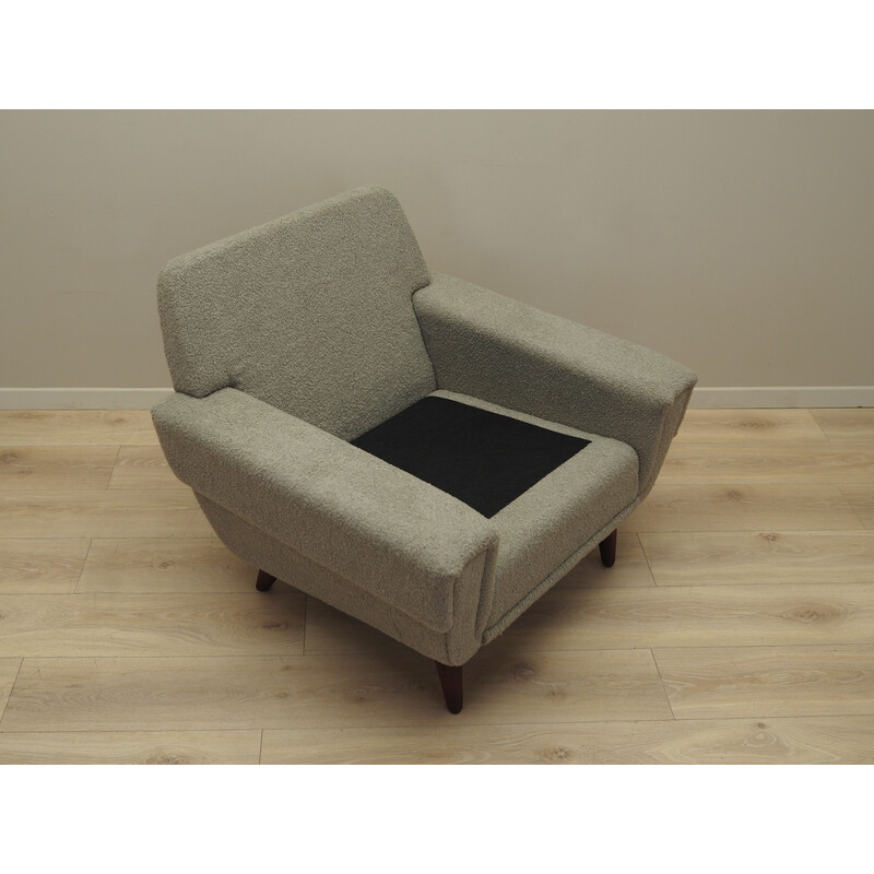 Vintage fauteuil in massief hout en stof, Denemarken 1970