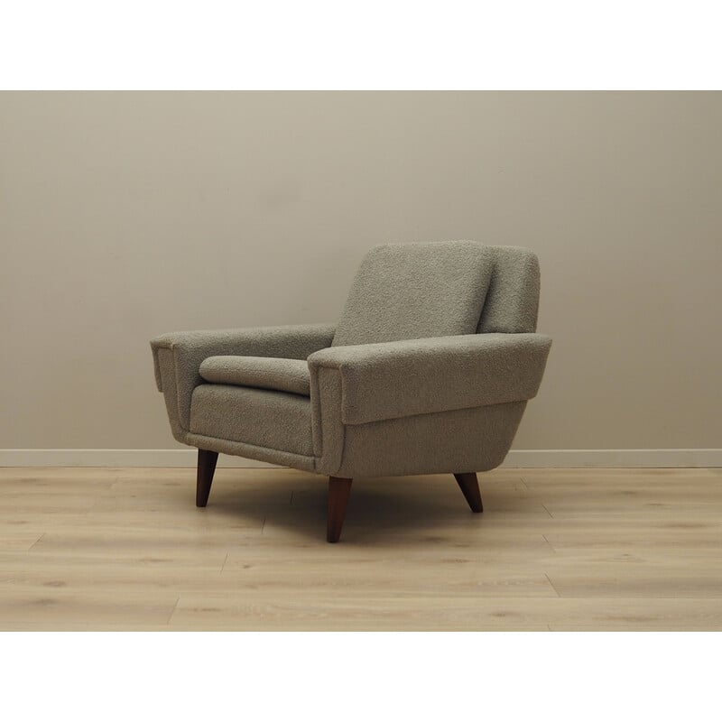 Vintage armchair in solid wood and fabric, Denmark 1970