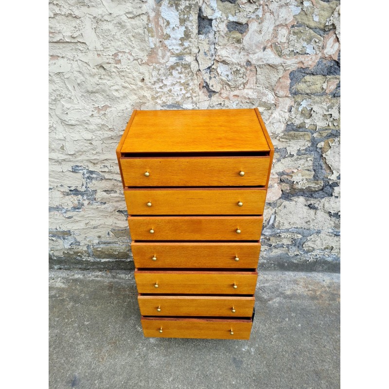 Vintage eikenhouten commode met 7 laden van G Plan