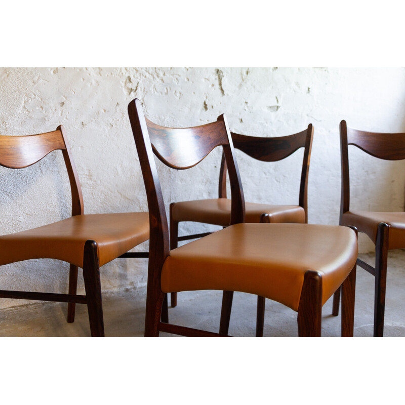 Set of 4 vintage rosewood dining chairs Gs61 by Arne Wahl Iversen for Glyngøre Stolefabrik, Denmark 1950