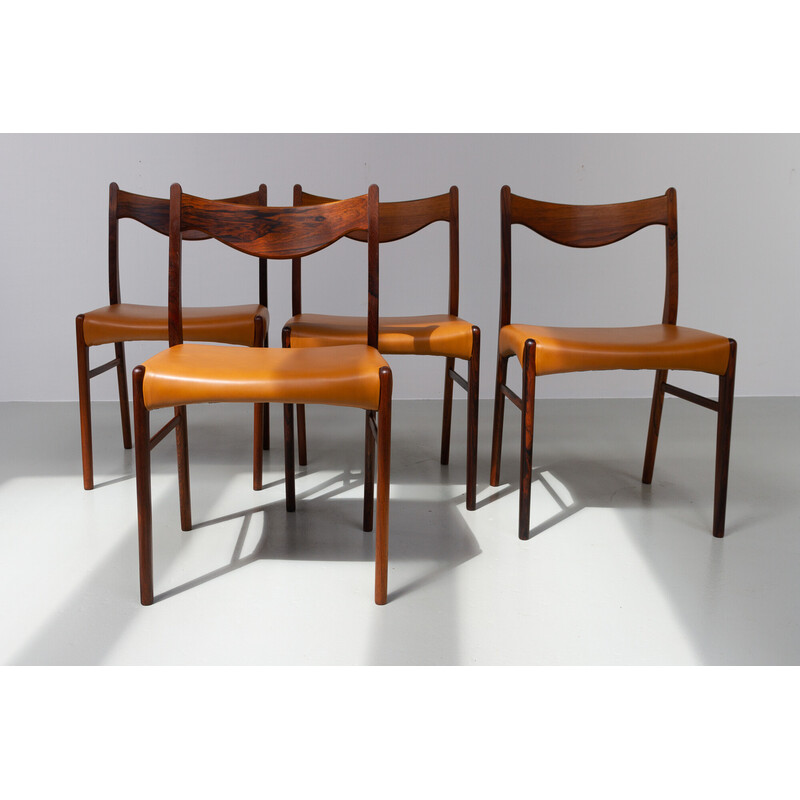 Ensemble de 4 chaises vintage en palissandre Gs61 par Arne Wahl Iversen pour Glyngøre Stolefabrik, Danemark 1950