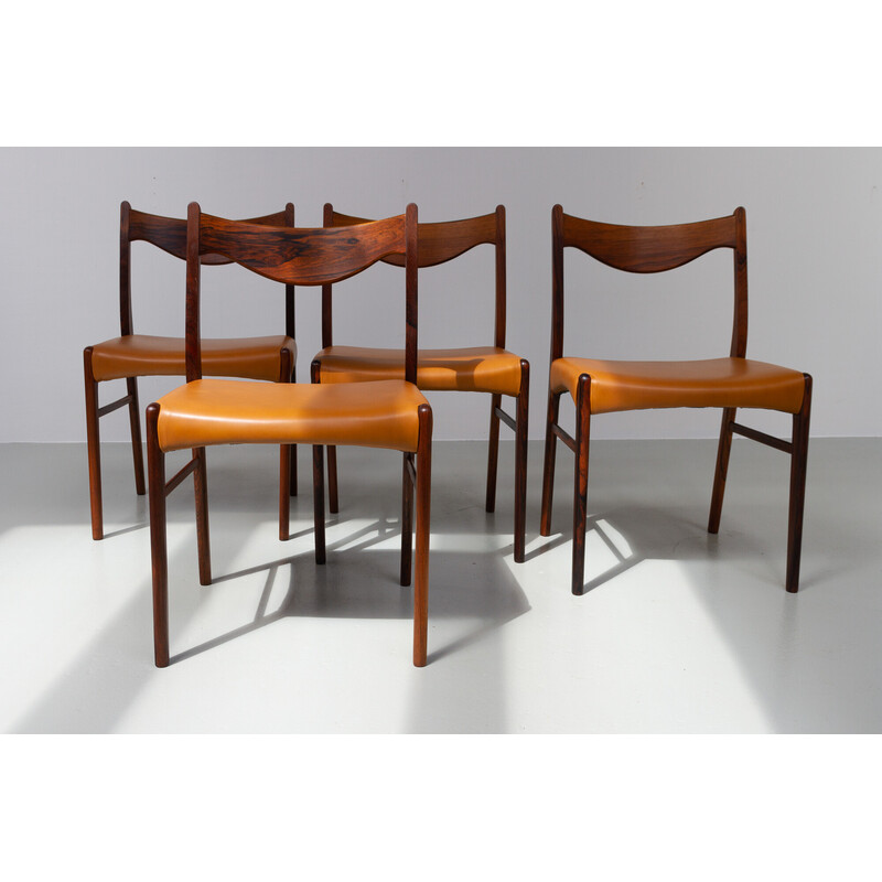 Set of 4 vintage rosewood dining chairs Gs61 by Arne Wahl Iversen for Glyngøre Stolefabrik, Denmark 1950