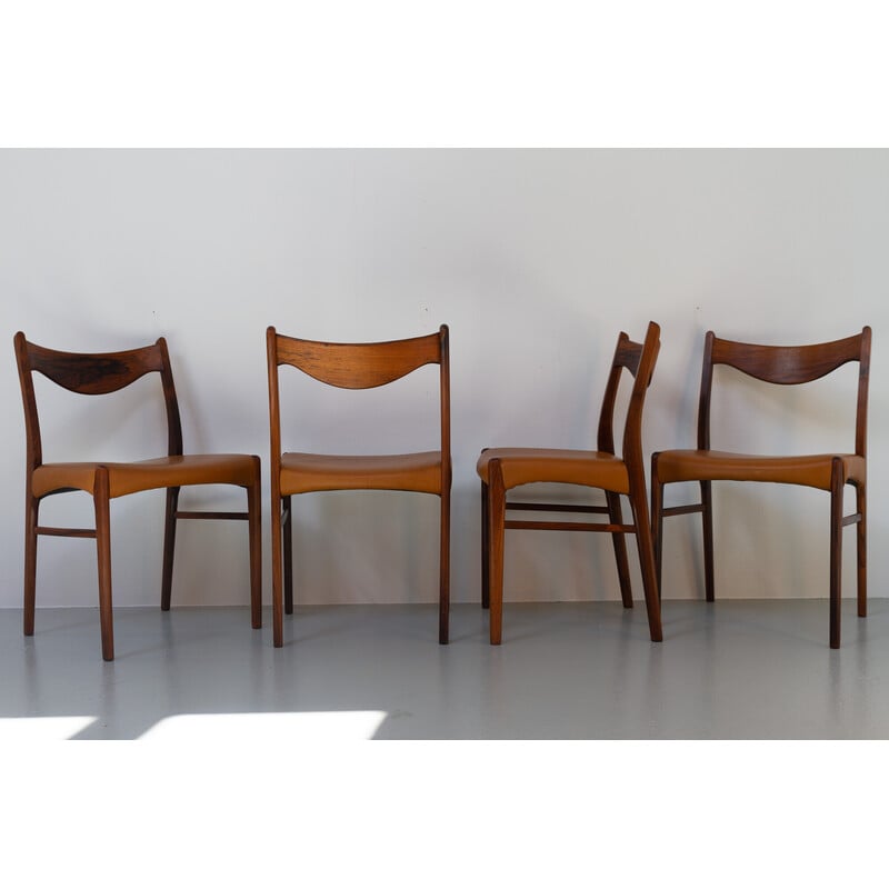 Ensemble de 4 chaises vintage en palissandre Gs61 par Arne Wahl Iversen pour Glyngøre Stolefabrik, Danemark 1950
