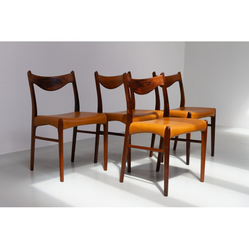 Conjunto de 4 cadeiras de jantar vintage em pau-rosa Gs61 de Arne Wahl Iversen para Glyngøre Stolefabrik, Dinamarca 1950