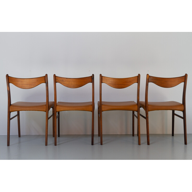 Conjunto de 4 cadeiras de jantar vintage em pau-rosa Gs61 de Arne Wahl Iversen para Glyngøre Stolefabrik, Dinamarca 1950