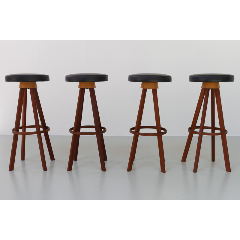 Set of 4 vintage teak barstools by Hans Olsen for Frem Røjle, 1960