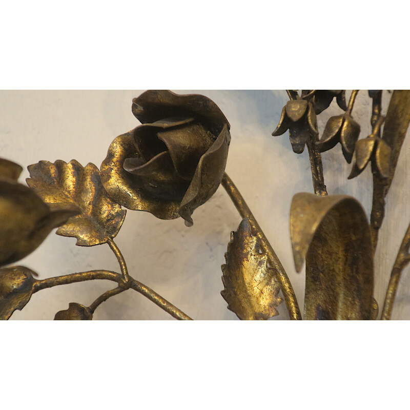 Pair of vintage gilded metal wall lamps by Hans Kögl, 1960