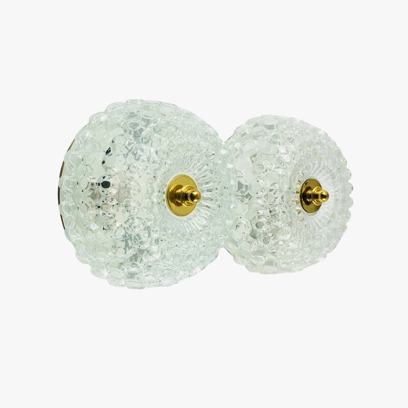 Set of 3 vintage bubble glass wall lamps by Helena Tynell for Limburg, 1960