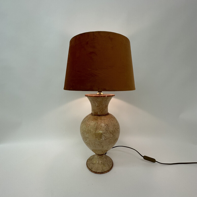 Vintage table lamp in tessellated marble by Maitland Smith, 1970