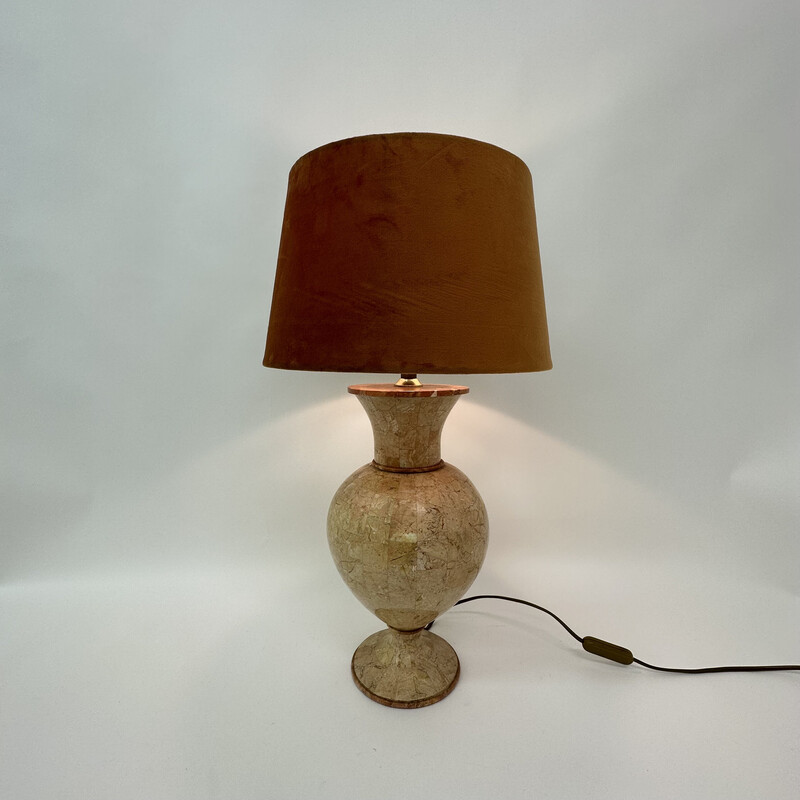 Lampada da tavolo vintage in marmo tassellato di Maitland Smith, 1970