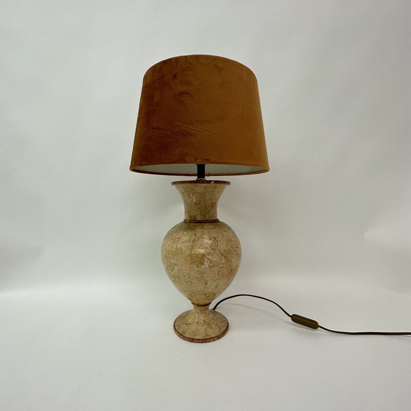 Vintage table lamp in tessellated marble by Maitland Smith, 1970