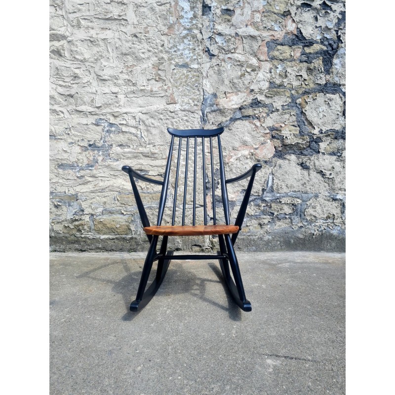 Cadeira de baloiço em madeira de faia vintage modelo 435
