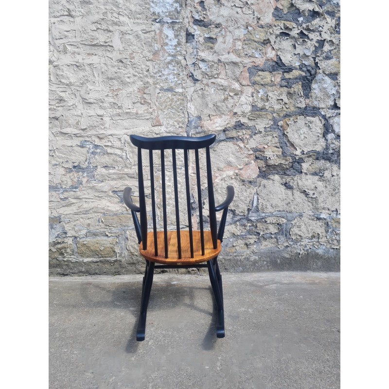 Fauteuil à bascule vintage en hêtre modèle 435