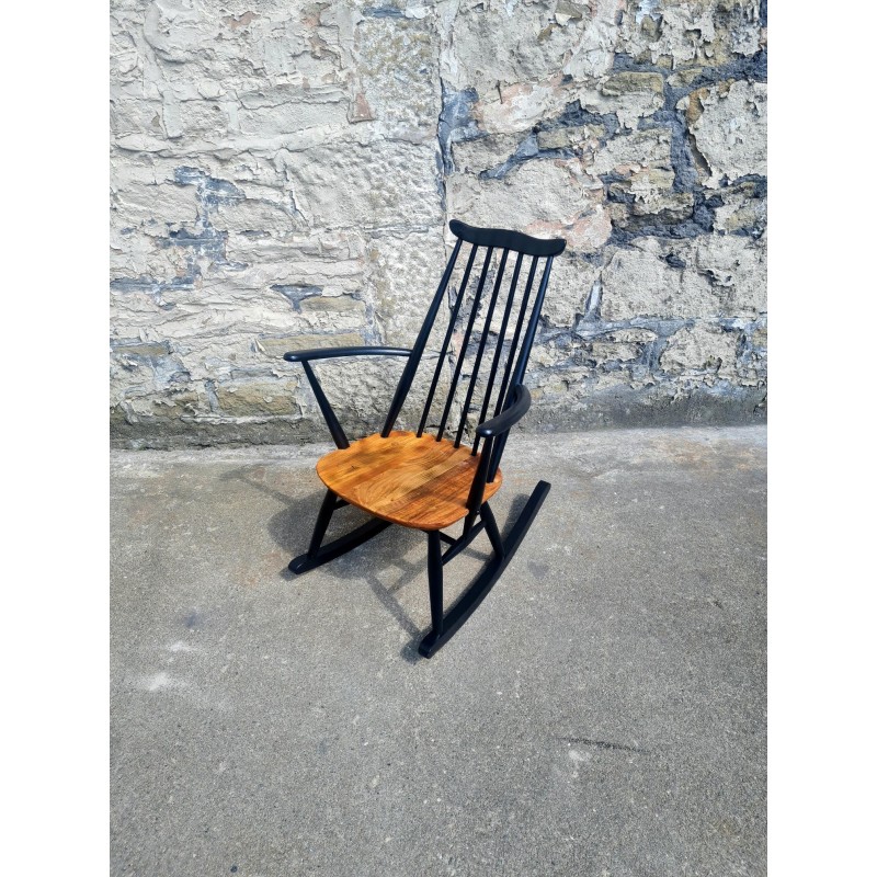 Cadeira de baloiço em madeira de faia vintage modelo 435