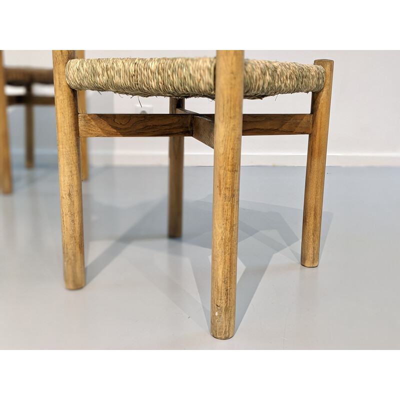 Conjunto de 3 cadeiras de madeira Meribel vintage de Charlotte Perriand