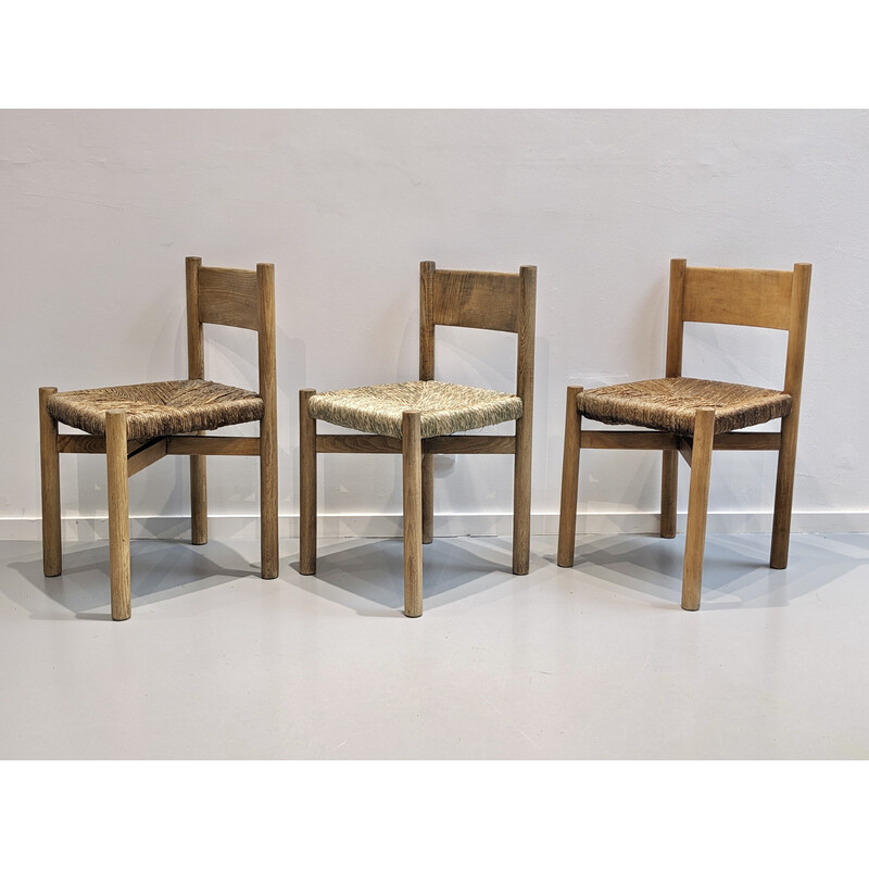 Set di 3 sedie vintage in legno Meribel di Charlotte Perriand