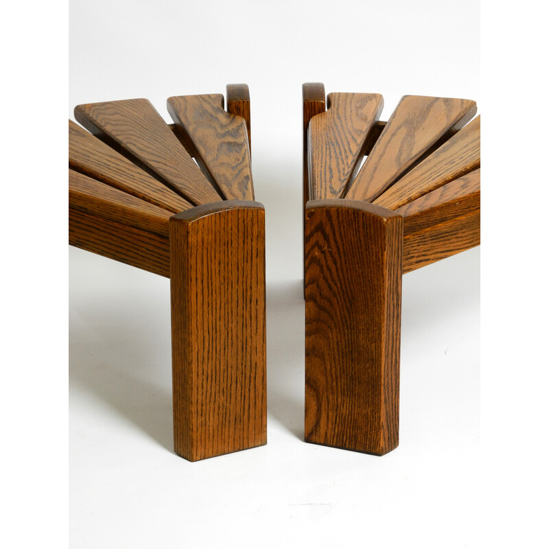 Pair of vintage triangular-shaped oakwood side tables by Dittman + Co for Awa Radbound, Netherlands