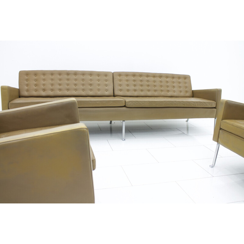Four-seater leather sofa by Roland Rainer - 1950s