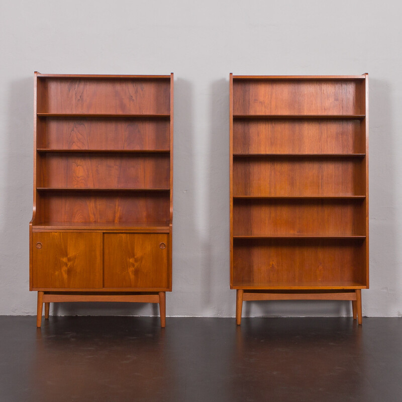 Coppia di librerie vintage in teak di Johannes Sorth per Nexo, Bornholm, Danimarca 1960