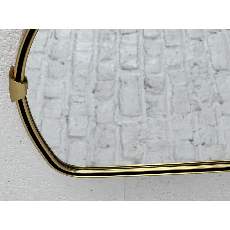 Vintage free-form mirror with brass frame, 1960