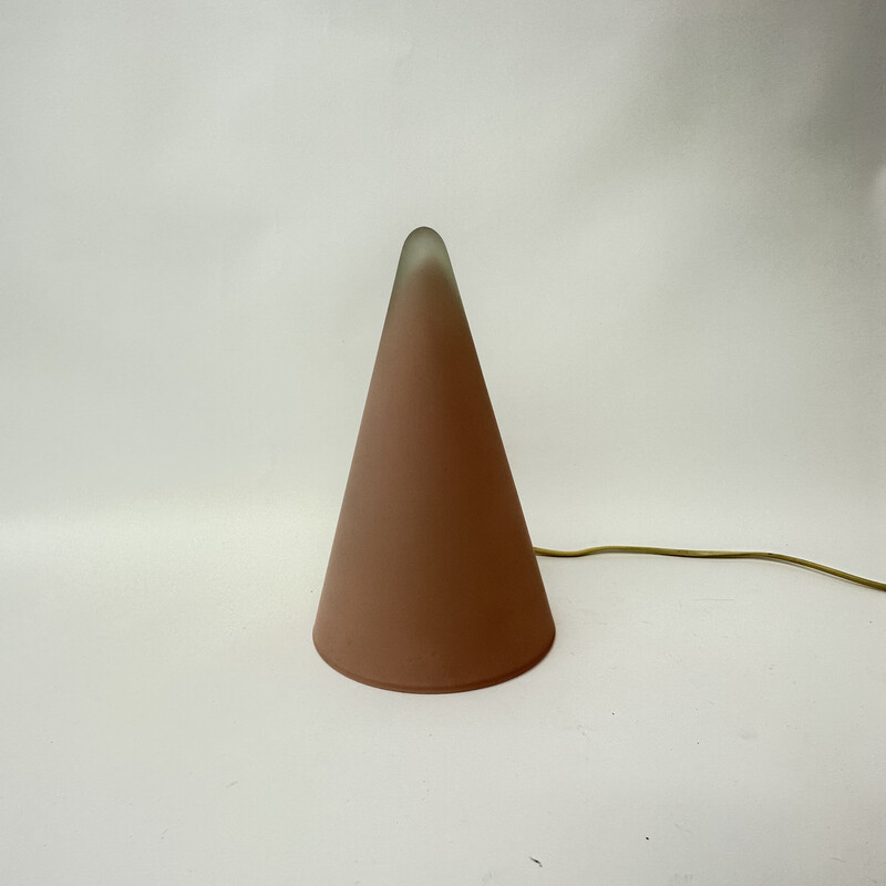 Lampe de table vintage Teepee en verre rose par Sce, France 1970