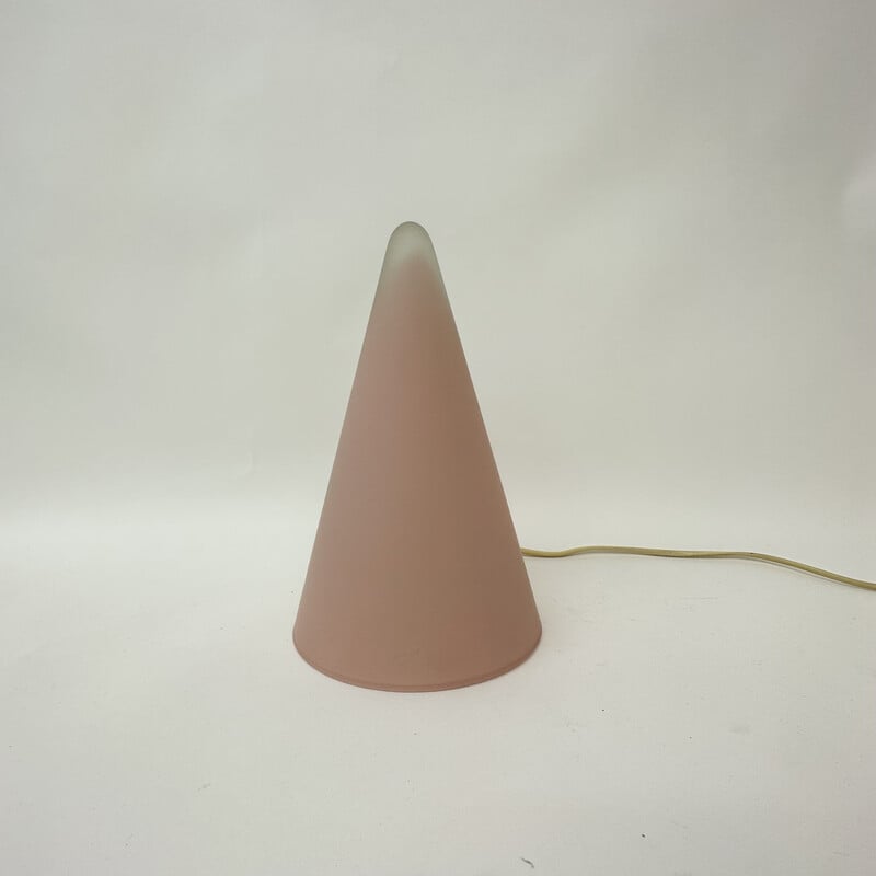 Candeeiro de mesa vintage Teepee em vidro cor-de-rosa da Sce, França 1970