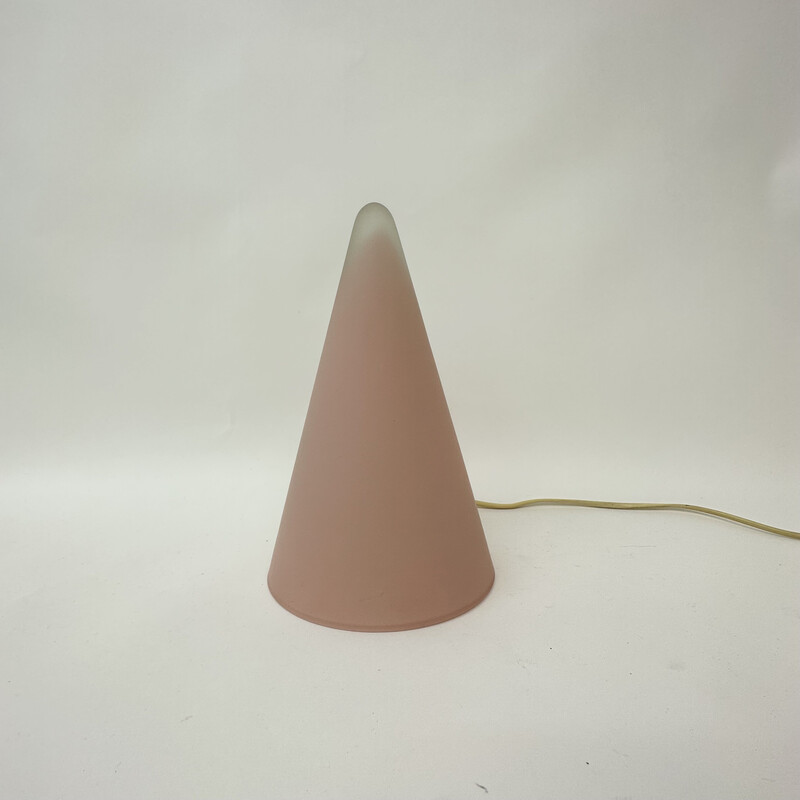 Vintage Teepee table lamp in pink glass by Sce, France 1970