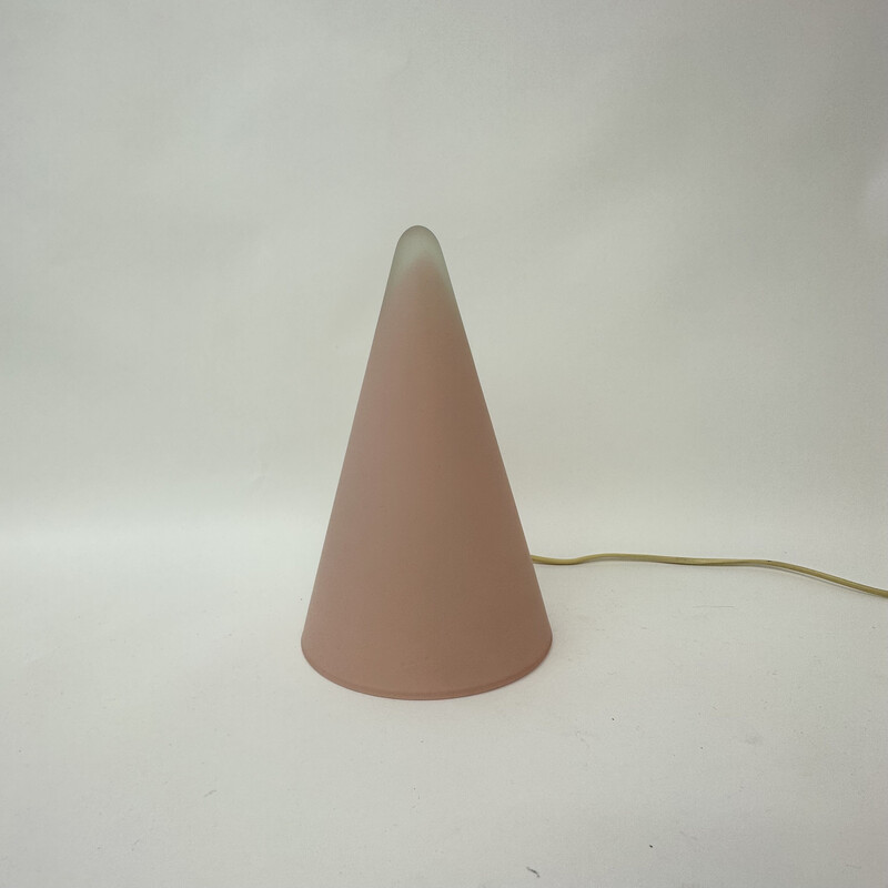 Vintage Teepee table lamp in pink glass by Sce, France 1970