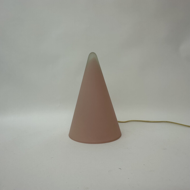 Vintage Teepee table lamp in pink glass by Sce, France 1970