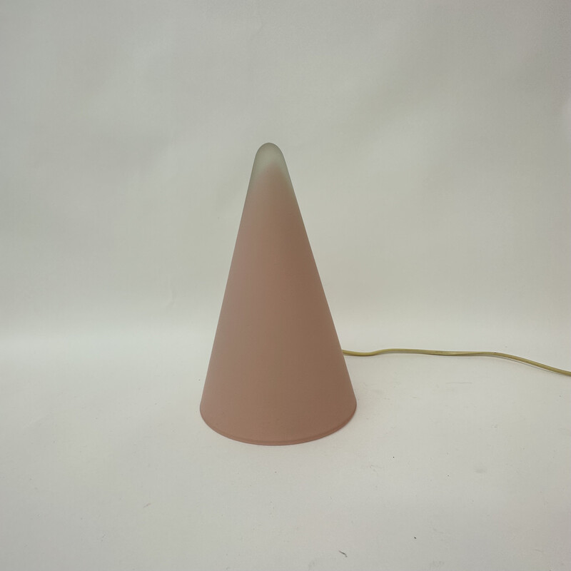 Vintage Teepee table lamp in pink glass by Sce, France 1970