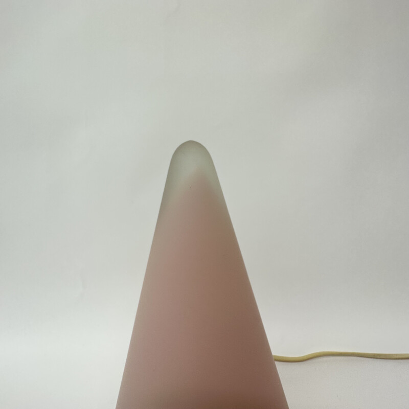 Lámpara de sobremesa vintage Teepee de cristal rosa de Sce, Francia 1970
