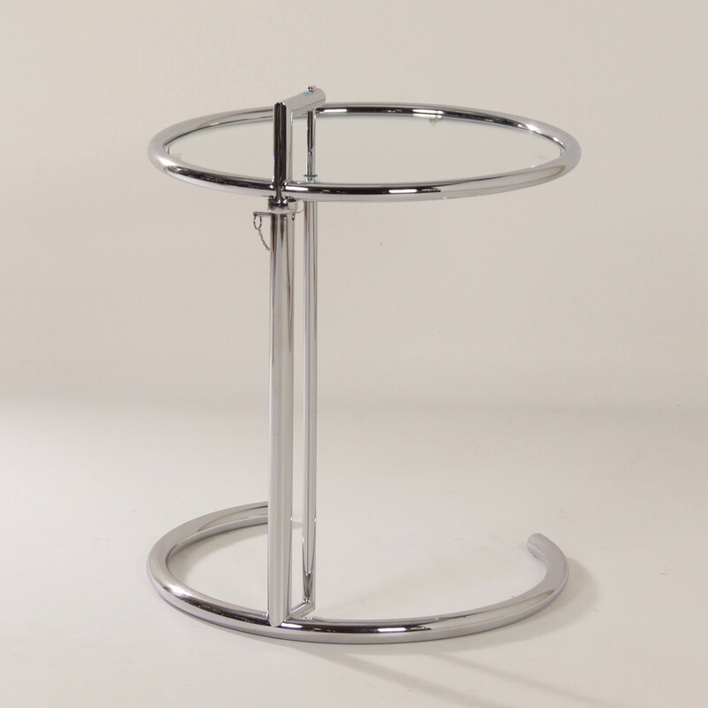 Vintage Beistelltisch aus verchromtem Metall und Glas von Eileen Gray, 1980