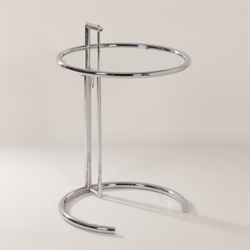 Vintage Beistelltisch aus verchromtem Metall und Glas von Eileen Gray, 1980