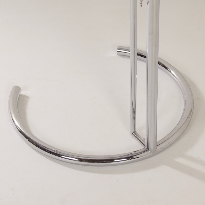 Vintage chrome-plated metal and glass side table by Eileen Gray, 1980