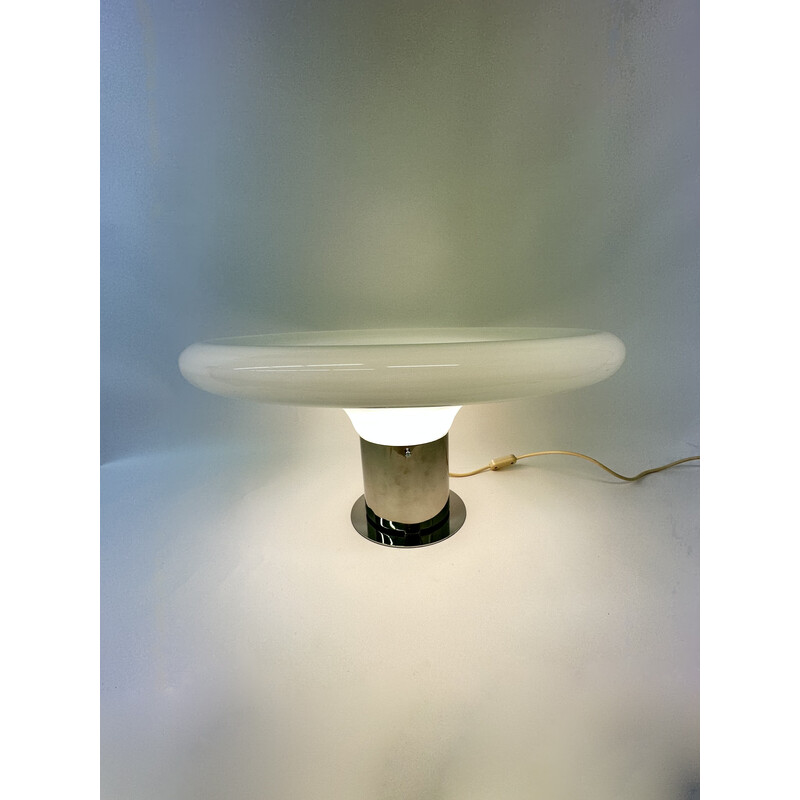 Vintage glass table lamp Ufo space age, Italy 1970s