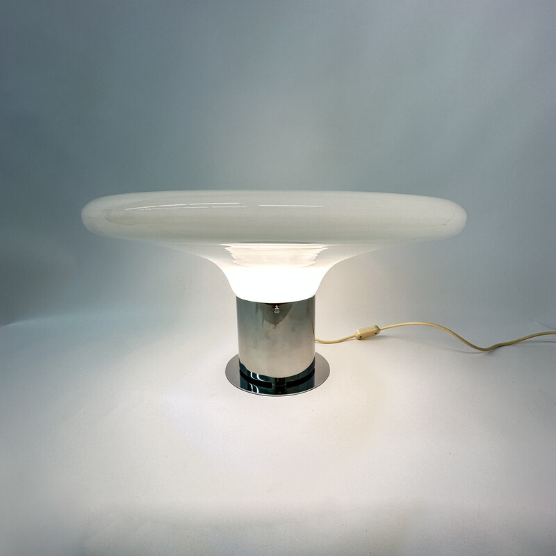 Vintage glass table lamp Ufo space age, Italy 1970s