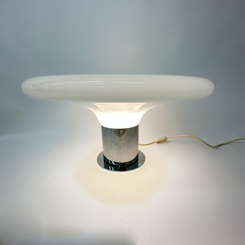 Lampada da tavolo in vetro vintage Ufo space age, Italia anni '70