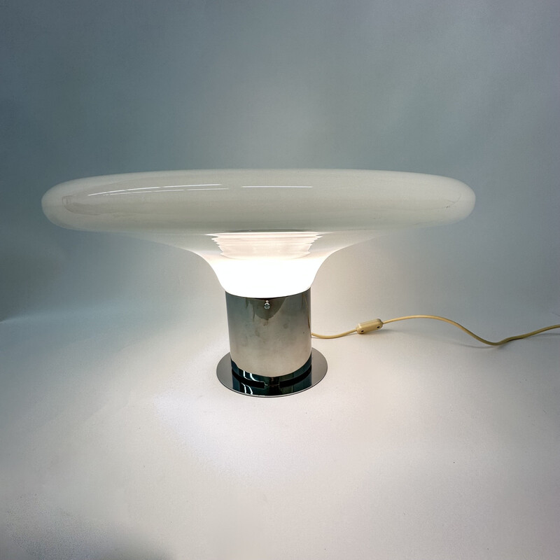 Vintage glass table lamp Ufo space age, Italy 1970s