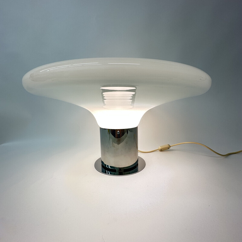 Lampada da tavolo in vetro vintage Ufo space age, Italia anni '70