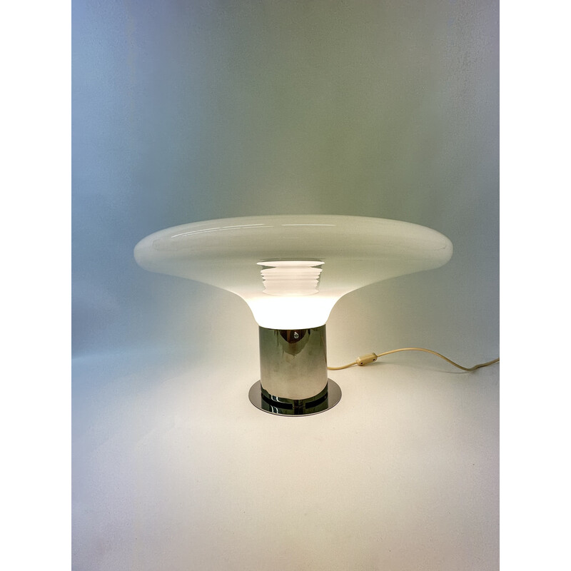 Vintage glass table lamp Ufo space age, Italy 1970s