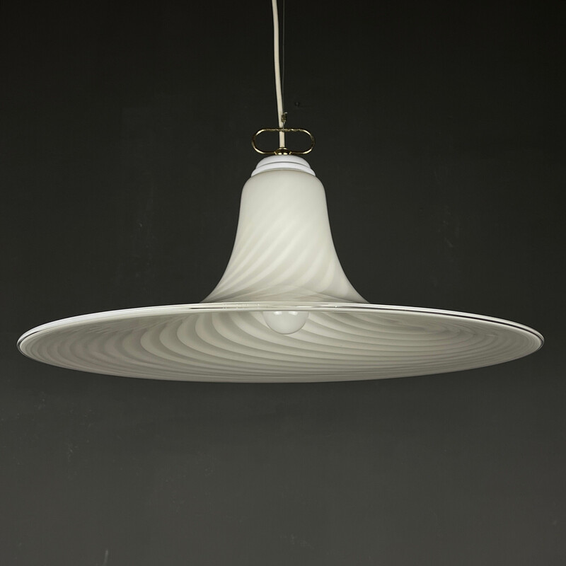 Vintage swirl Murano glass pendant lamp, Italy 1970s