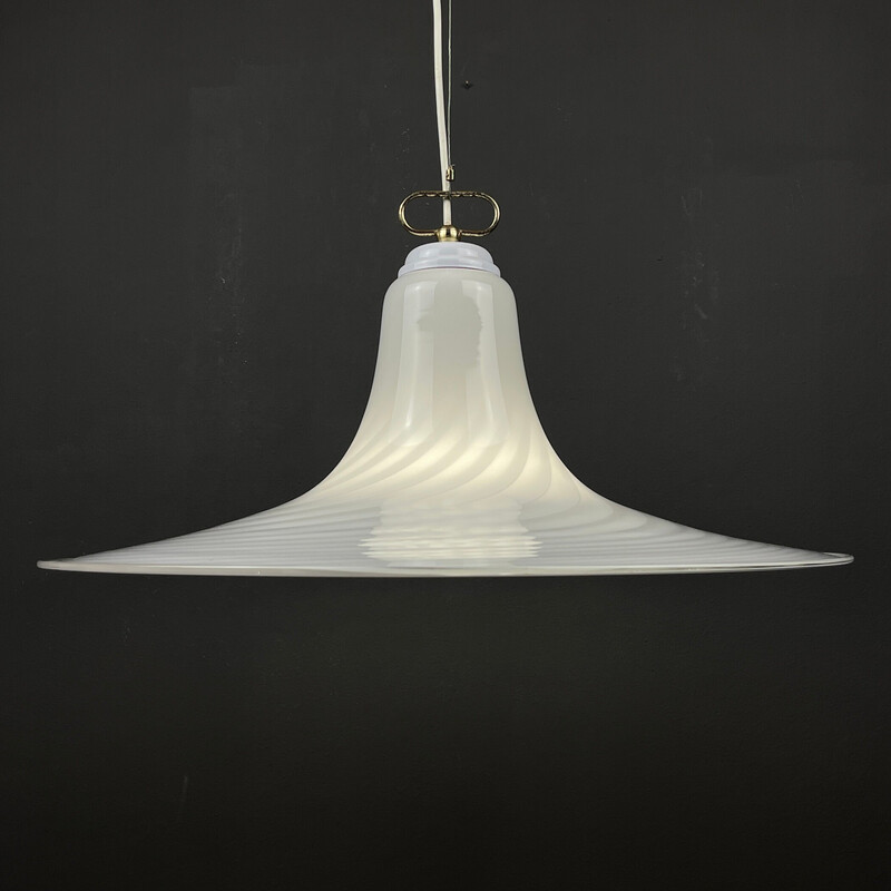 Vintage swirl Murano glass pendant lamp, Italy 1970s