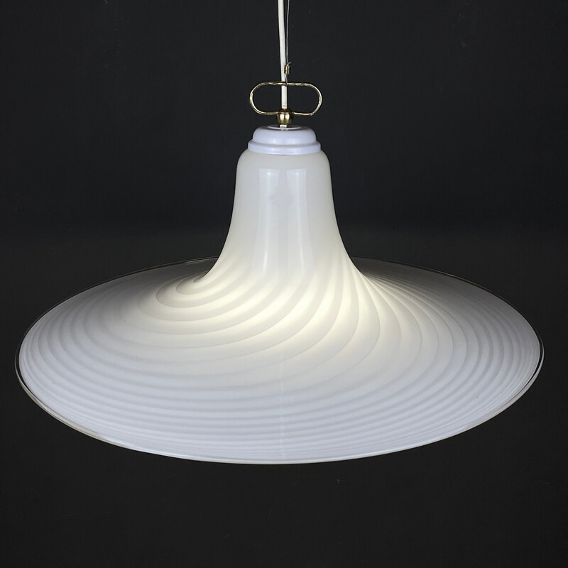 Vintage swirl Murano glass pendant lamp, Italy 1970s