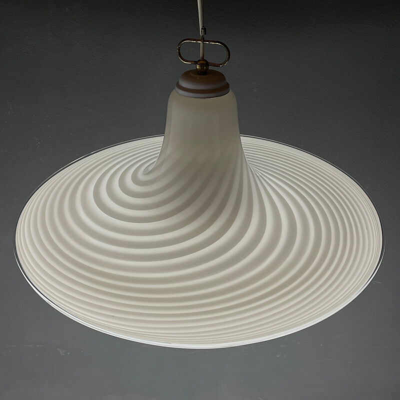 Vintage swirl Murano glass pendant lamp, Italy 1970s