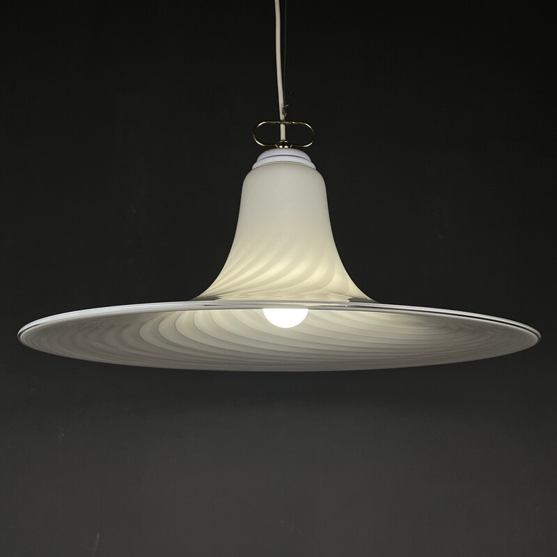 Vintage swirl Murano glass pendant lamp, Italy 1970s